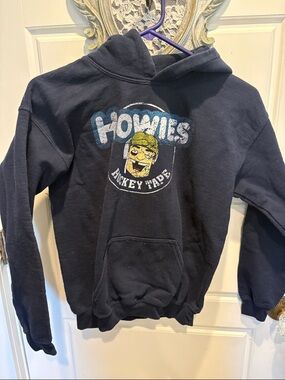 Navy Kids Hoodie with Hockey Trade Graphic
